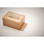Fazzoletti personalizzati in scatola di bambù colore legno vista fotografia