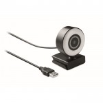 Webcam con microfono e luce color nero