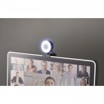 Webcam con microfono e luce color nero seconda vista ambiente