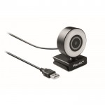 Webcam con microfono e luce color nero vista principale