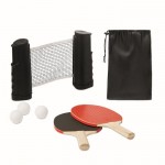 Racchette, palline e rete da ping pong color nero