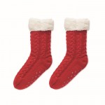 Calzini antiscivolo natalizi personalizzati color rosso seconda vista