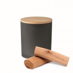 Candela con vasetto in vetro e tappo in bambù color nero sesta vista