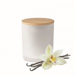 Candela con vasetto in vetro e tappo in bambù color bianco sesta vista