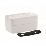 Lunch box doppi personalizzabili con posate color bianco prima vista