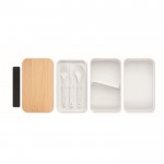 Lunch box doppi personalizzabili con posate color bianco seconda vista