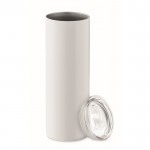Bicchiere cilindrico con tappo di plastica color bianco prima vista