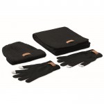 Sciarpa, guanti e zuccotto con logo color nero