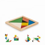 Gioco del tangram in legno colorato color legno
