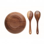 Recipiente con forchettone e cucchiaio in legno color legno terza vista