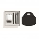 Borraccia, lunch box, posate e borsa in neoprene color nero quarta vista