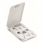 Set di cavetti multifunzionali in scatola con supporto per smartphone color bianco quarta vista