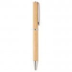 Penna a sfera in bambù con dettagli in metallo color legno quarta vista