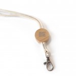 Cordino porta badge in cotone con dettaglio in bambù color beige vista posteriore
