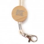 Cordino porta badge in cotone con dettaglio in bambù color beige vista dettaglio posteriore