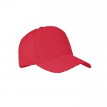 Cappellino da baseball a 5 pannelli in poliestere color rosso