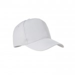 Cappellino da baseball a 5 pannelli in poliestere color bianco