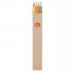 Scatolina con 4 matite colorate fluorescenti color multicolore