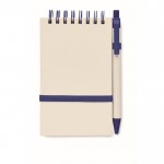 Mini block notes con spirale superiore e penna abbinata color blu prima vista