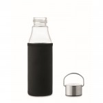 Bottiglia di vetro con custodia e tappo antifuga in acciaio inox color transparente settima vista