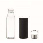 Bottiglia di vetro con custodia e tappo antifuga in acciaio inox color transparente nona vista