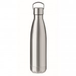Bottiglia in acciaio con manico sul coperchio color argento opaco