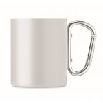 Mug in metallo con manico a moschettone color bianco quarta vista