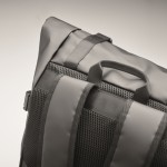 Zaino in tela 50C con chiusura roll top ed imbottitura color nero settima vista fotografica