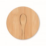 Contenitore in bambù con 2 scomparti per sale e pepe con cucchiaino color legno quinta vista