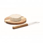 Tagliere per formaggi in legno di acacia con coltello in acciaio inox color legno quarta vista