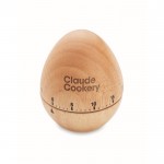Timer da cucina personalizzato a forma di uovo in legno di pino color legno vista principale