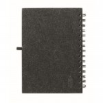 Block notes A5 con logo, copertina in feltro RPET e 160 pagine a righe color grigio vista posteriore