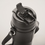 Borracce in acciaio inox con beccuccio e tracolla da 700 ml color nero seconda vista fotografica