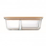 Porta pranzo in vetro da 800ml con 3 scomparti e coperchio in bambù color transparente settima vista