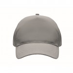 Cappellino da baseball a 5 pannelli in poliestere 190T riflettente color argento opaco seconda vista
