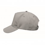 Cappellino da baseball a 5 pannelli in poliestere 190T riflettente color argento opaco quarta vista