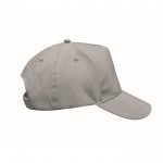 Cappellino da baseball a 5 pannelli in poliestere 190T riflettente color argento opaco quinta vista