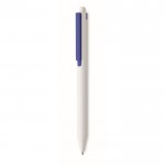 Penna a sfera dal fusto bianco con clip colorata ed inchiostro blu color blu