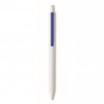 Penna a sfera dal fusto bianco con clip colorata ed inchiostro blu color blu seconda vista