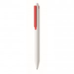 Penna a sfera dal fusto bianco con clip colorata ed inchiostro blu color rosso
