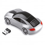 Mouse pubblicitario senza fili in forma d'auto colore argento opaco per impresa
