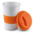 Tazza personalizzata in ceramica con coperchio 400ml colore arancione per impresa