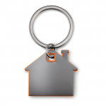 Portachiavi da merchandising a forma di casa colore arancione per impresa