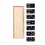 Domino pubblicitario in scatola di legno colore vegno per impresa