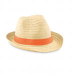 Cappello pubblicitario di paglia colore arancione per impresa