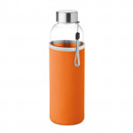 Bottiglia d'acqua personalizzata con custodia colore arancione