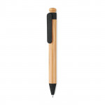 Penna di bambù con meccanismo a scatto color nero per pubblicità
