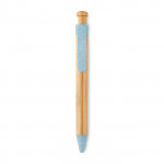 Penna di bambù con meccanismo a scatto color azzurro
