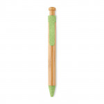 Penna di bambù con meccanismo a scatto color verde