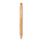 Penna di bambù con meccanismo a scatto color arancione